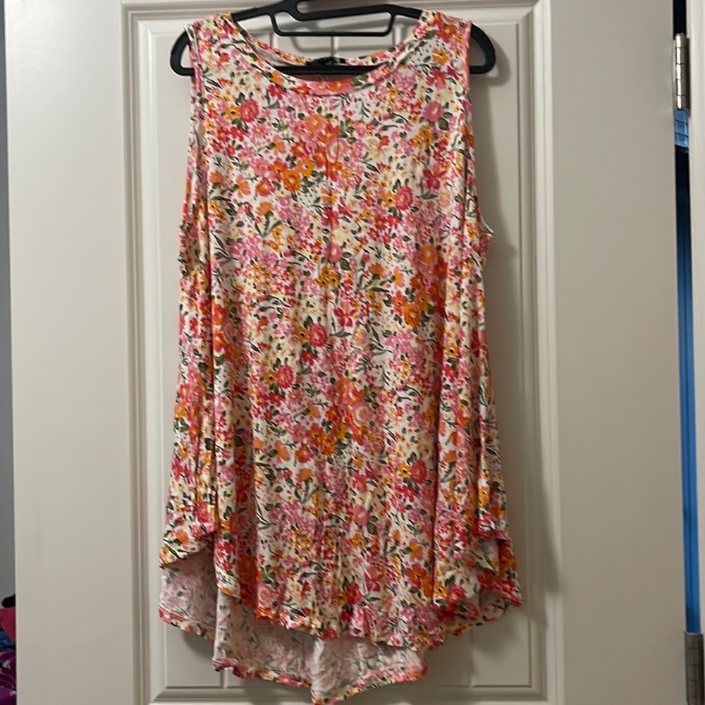 Boat neck, Max, sleeveless floral blouse from Lane Bryant